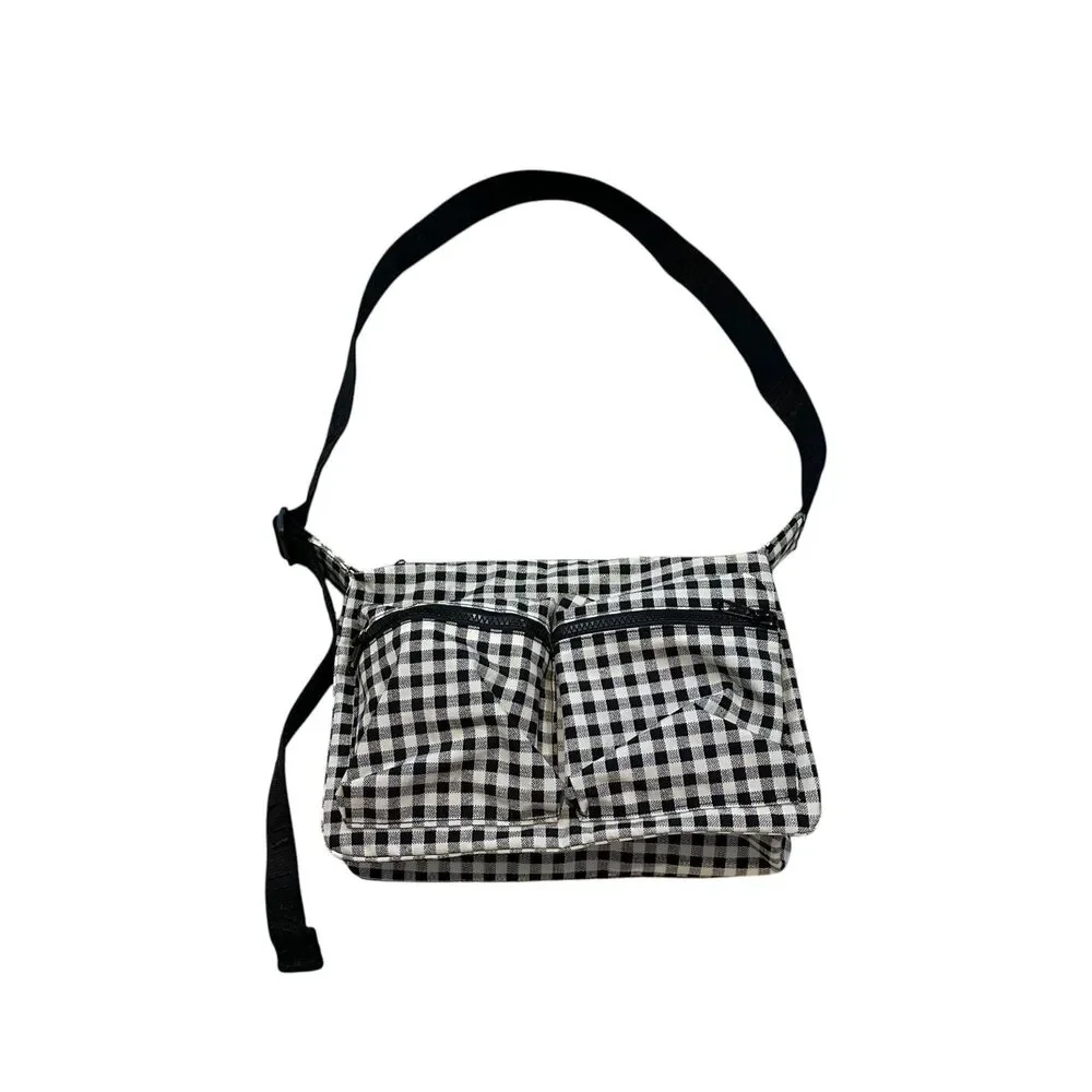 Baggu Medium Cargo Crossbody in Black & White Gingham
